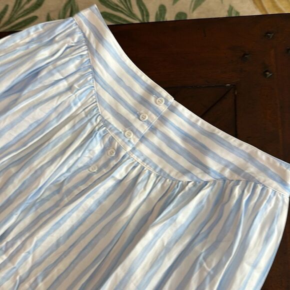 NEW ROSETTA GETTY Gathered Yoke Maxi Skirt - Baby Blue White - size Large - Picture 8 of 11